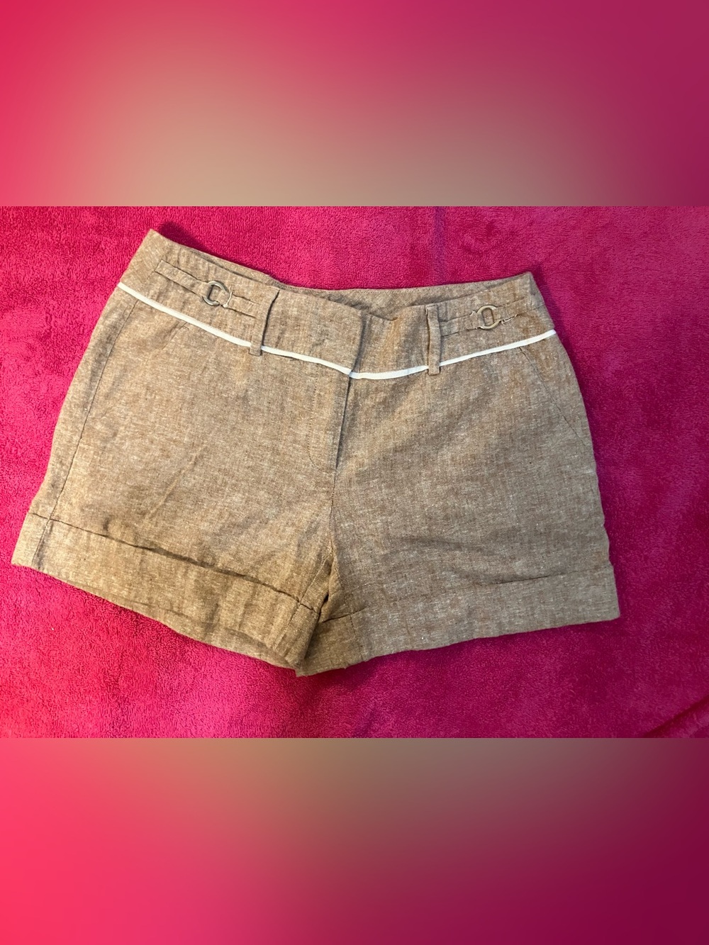 New York & Company Tan Shorts with White Piping